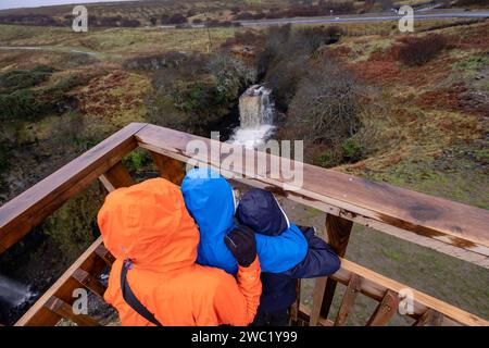 mirador, An Cainc, Diatomita, minería, Trotternish, Highlands, Escoia, Reino Unido Foto Stock