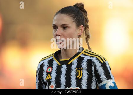 Biella, Italia. 13 gennaio 2024. Cecilia Salvai della Juventus durante la partita di serie A femminile allo Stadio Vittorio Pozzo di biella. Il credito fotografico dovrebbe leggere: Jonathan Moscrop/Sportimage Credit: Sportimage Ltd/Alamy Live News Foto Stock