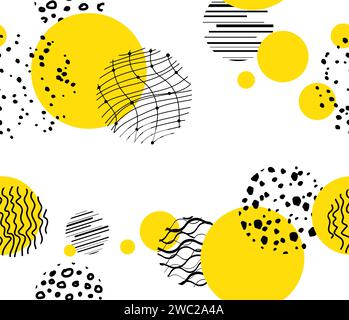 Sfondo astratto senza interruzioni. Schemi circolari di doodle. Illustrazione Vettoriale