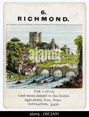 Early1900's Playing Card from the Counties of England - A Geographical Game pubblicato da Jaques & Son, Ltd Londra, raffigurante un'illustrazione a colori di Richmond, Londra, Regno Unito Foto Stock