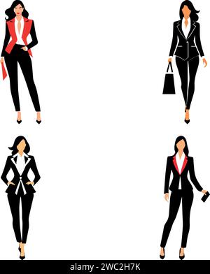 Bellissimo set vettoriale di abbigliamento business alla moda Illustrazione Vettoriale