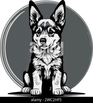 Arte vettoriale dei cani da pastore tedesco fantastica e incantevole Illustrazione Vettoriale