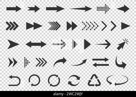 Serie di icone piatte vettoriali frecce isolate Illustrazione Vettoriale