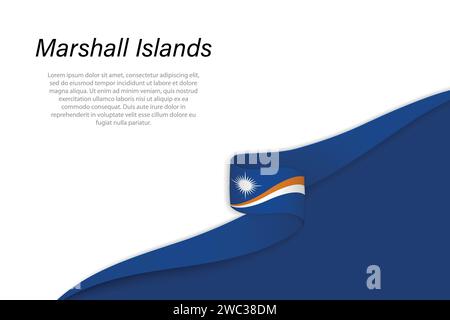 Bandiera delle Isole Marshall con sfondo copyspace. Modello vettore banner o barra multifunzione Illustrazione Vettoriale