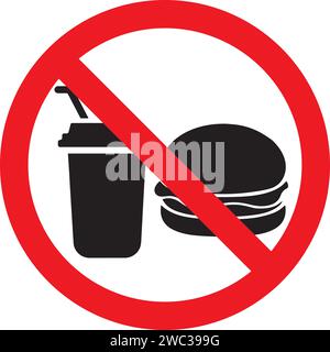 No Eating Sign, mangiare e bere è proibito Illustrazione Vettoriale