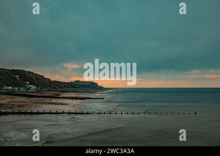 Splendido tramonto sul Mare del Nord a Cromer Foto Stock