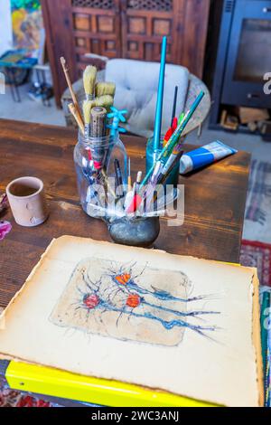 Laboratorio d'artista a Capoliveri, Elba, Arcipelago Toscano, Toscana, Italia Foto Stock