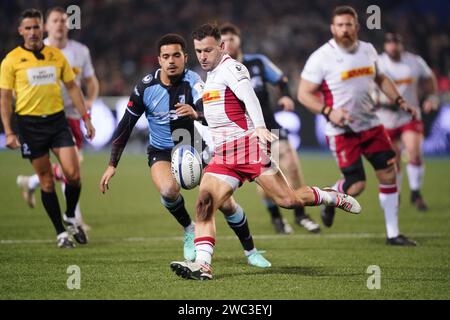 Danny Care degli Harlequins in azione durante la partita di Investec Champions Cup al Cardiff Arms Park, Cardiff. Data immagine: Sabato 13 gennaio 2024. Foto Stock