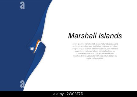 Bandiera delle Isole Marshall con sfondo copyspace. Modello vettore banner o barra multifunzione Illustrazione Vettoriale