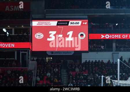 Eindhoven, Paesi Bassi. 13 gennaio 2024. EINDHOVEN, 13-01-2024, Philips Stadium, calcio olandese Eredivisie stagione 2023/2024, partita tra PSV - Excelsior, punteggio finale dopo la partita PSV - Excelsior Credit: Pro Shots/Alamy Live News Foto Stock