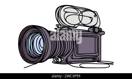 Disegno continuo del vecchio lettore video classico retrò. Illustrazione Vettoriale