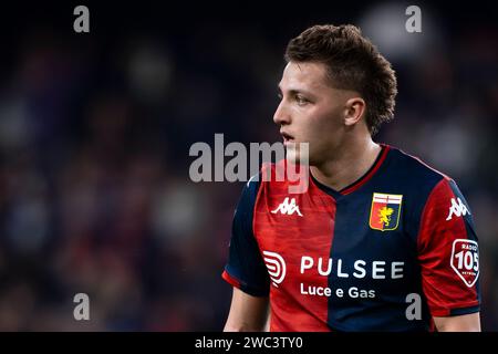 Genova, Italia. 13 gennaio 2024. Mateo Retegui del Genoa CFC guarda in scena la partita di serie A tra Genoa CFC e Torino FC. Crediti: Nicolò campo/Alamy Live News Foto Stock