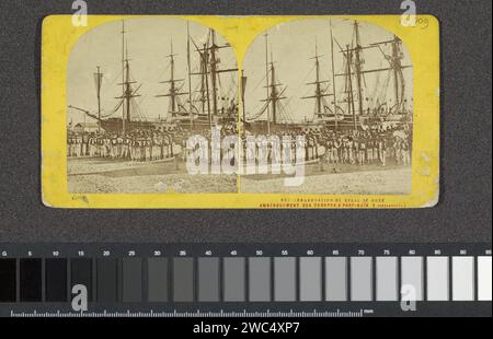 Apertura del Canale di Suez, imbarco dei marinai a Port Said, Anonimo, stereografo del 1869 Port Said Cardboard. Spedizioni cartacee per la stampa di albumi (in generale) - CC - più di una spedizione. Equipaggio - nave Port Said. Canale di Suez Foto Stock