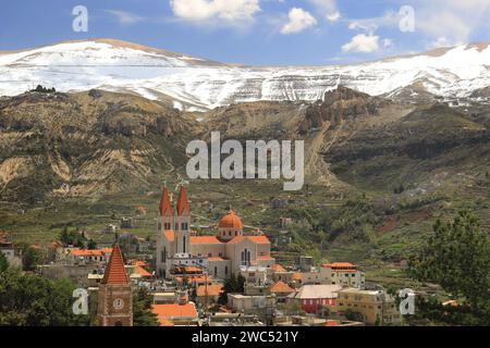 Santa Saba, Sebastiano, chiesa nella città libanese di Bcharre. Foto Stock