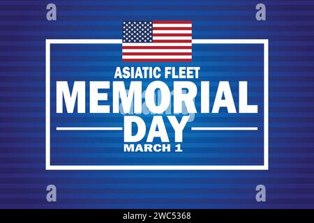 Asiatic Fleet Memorial Day. 1° marzo. Illustrazione vettoriale. Elemento di design per biglietti d'auguri, banner e poster. Illustrazione Vettoriale