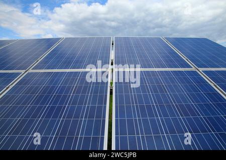 Pannello solare. Il pannello solare produce energia verde e rispettosa dell'ambiente dal sole. Foto Stock