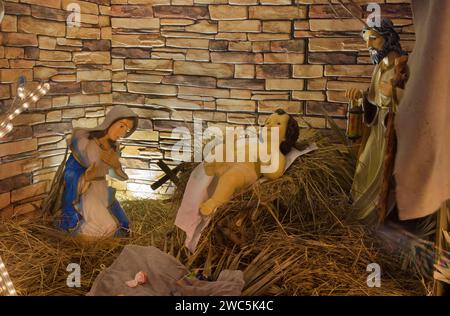 Presepe in piazza Indipendenza a Minsk. Bielorussia Foto Stock