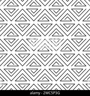 Pattern geometrico astratto senza cuciture. Trama triangolare greca. Linea a freccia triangolare nera isolata su sfondo bianco. Linee del labirinto geometrico della Grecia. Geo Illustrazione Vettoriale