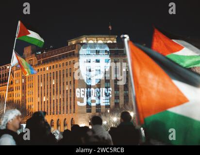 13 gennaio 2024, Washington D.C, D.C, USA: Più di 400.000 manifestanti pro-palestinesi prendono le strade in una marcia nazionale a Washington DC per mostrare sostegno ai palestinesi e chiedere un cessate il fuoco e porre fine al genocidio a Gaza. (Immagine di credito: © Eman Mohammed/ZUMA Press Wire) SOLO USO EDITORIALE! Non per USO commerciale! Foto Stock