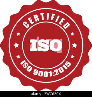 Sigillo ISO , timbro ISO, certificato aziendale certificato ISO 9001:2015 vettore blu, certificato di qualità Illustrazione Vettoriale