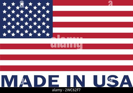 Icona Made in USA, Made in america, bandiera americana per badge, bandiera americana Illustrazione Vettoriale