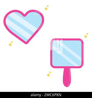 Set di specchi di Barbie cute Illustration Illustrazione Vettoriale