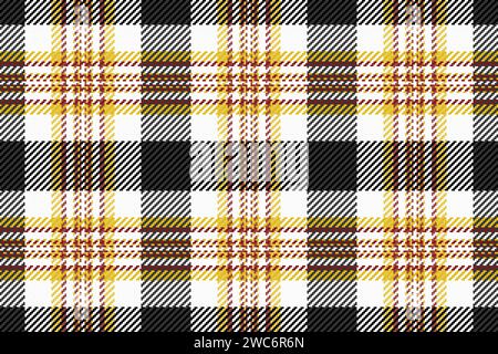 Segno vettoriale tartan diamantato, motivo di sfondo in tessuto elegante. Tessuto a quadri senza cuciture di colore bianco e giallo. Illustrazione Vettoriale