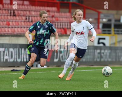 Londra, Regno Unito. 14 gennaio 2024. Matilda Vinberg di Tottenham Hotspur Women durante la partita di calcio femminile di fa Cup tra Tottenham Hotspur Women e Sheffield United Women a Brisbane Road a Londra, in Gran Bretagna, il 14 gennaio 2024. Crediti: Action foto Sport/Alamy Live News Foto Stock