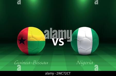 Modello di trasmissione del tabellone segnapunti Guinea-Bissau vs football per il torneo di calcio africa 2023 Illustrazione Vettoriale