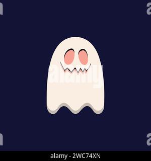 Buon Halloween Day elemento vettore di sfondo. Simpatica collezione di spettri fantasmi, zucca, pipistrello, caramelle, gatto, cranio, ragno, tomba, castello. Illustrazione Vettoriale