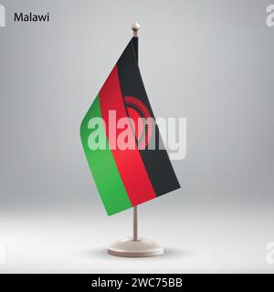 Bandiera del Malawi appesa a un banco di bandiera. Utilizzabile per riunioni o conferenze Illustrazione Vettoriale