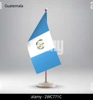 Bandiera del Guatemala appesa a un banco di bandiera. Utilizzabile per riunioni o conferenze Illustrazione Vettoriale