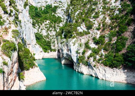 Uscita del canyon verdon presso il lago di Sainte Croix Foto Stock