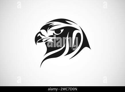 Cartello con il logo della testa Falcon. Illustrazione di Premium Vector Design Illustrazione Vettoriale