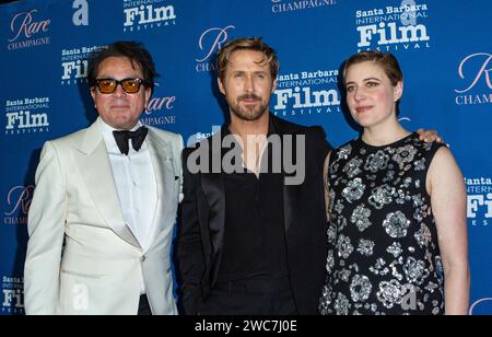 Roger Durling, Ryan Gosling, Greta Gerwig, 16TH Annual Kirk Douglas Award for Excellence in Film Awards di SBIFF, 1.13.24. Foto Stock