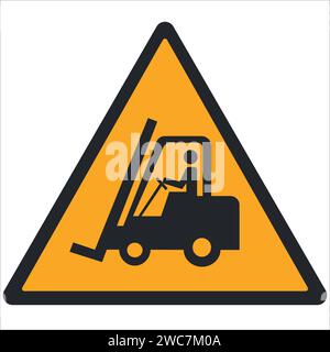 PITTOGRAMMA DI AVVERTENZA, CARRELLI ELEVATORI A FORCHE E ALTRI VEICOLI INDUSTRIALI ISO 7010 - W014 Illustrazione Vettoriale