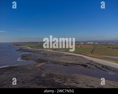 Vista aerea della centrale elettrica di Aberthaw, Gileston, vale of Glamorgan: Phillip Roberts Foto Stock