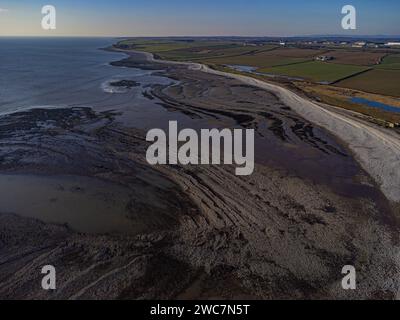 Vista aerea della centrale elettrica di Aberthaw, Gileston, vale of Glamorgan: Phillip Roberts Foto Stock