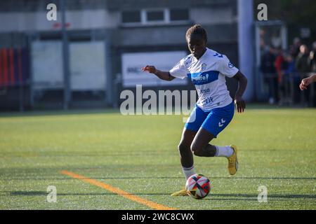 San Claudio, Asturie, Spagna. 14 gennaio 2024. San Claudio, Spagna, 14 gennaio 2024: Il giocatore della gara 16 della SM la Reina Cup 2023-24 tra Real Oviedo Fem e UDG Tenerife, il 14 gennaio 2024, presso il complesso sportivo ''El CastaÃ±eo'', a San Claudio, Spagna. (Immagine di credito: © Alberto Brevers/Pacific Press via ZUMA Press Wire) SOLO USO EDITORIALE! Non per USO commerciale! Foto Stock