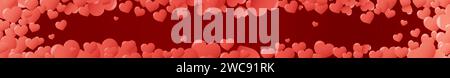 Modello di banner Web cuori. Vector St Valentines Day background per il sito web. Romantica testata orizzontale. Banner Love Symbol con spazio per la copia Illustrazione Vettoriale