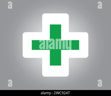 Simbolo medico verde più simbolo icona del logo modificabile vettore isolato Illustrazione Vettoriale