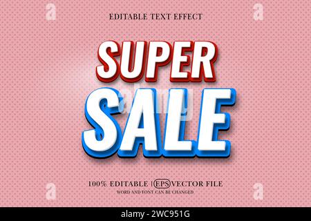 Effetto stile testo vettoriale modificabile 3D Super sale Illustrazione Vettoriale