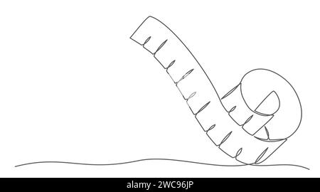 Metro a nastro su una linea isolata su sfondo bianco Illustrazione Vettoriale