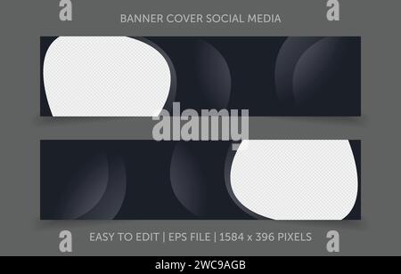 Banner modello orizzontale con sfondo astratto sostitutivo spazio immagine Illustrazione Vettoriale