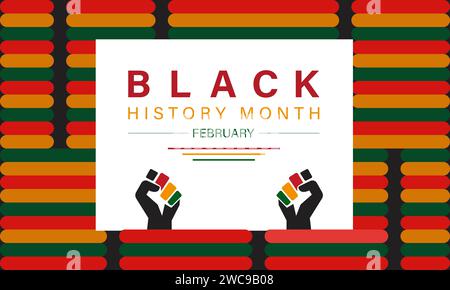 Il mese della storia nera viene celebrato ogni anno nel mese di febbraio. Design di banner vettoriali, volantini, poster e modelli di social media. Illustrazione Vettoriale