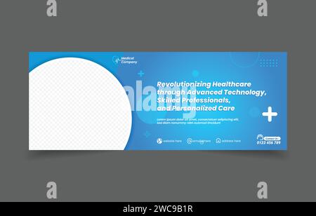 Design della copertina del banner promozione sui social media e Web marketing di colore blu Illustrazione Vettoriale