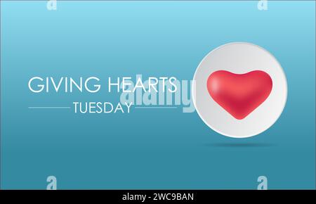 Il Giving Hearts Day viene celebrato ogni anno l'8 febbraio. Design di banner vettoriali, volantini, poster e modelli di social media. Illustrazione Vettoriale