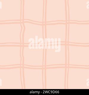 Schema geometrico irregolare disegnato a mano con griglia a mano libera. Profili e bordi esclusivi di pennello rosa e beige. Elemento di design semplice grunge y2k, VECTO Illustrazione Vettoriale