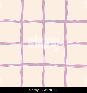 Schema geometrico irregolare disegnato a mano con griglia a mano libera. Profili e bordi esclusivi beige, rosa, rosso, grigio e blu. y2k grunge Simple Desi Illustrazione Vettoriale