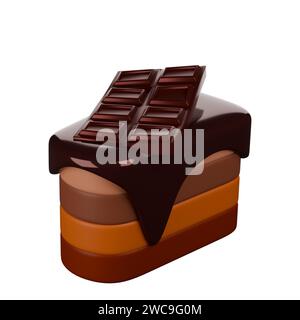 N.06 Chocolate Cake 3D rendering su sfondo bianco con percorso di lavoro. Foto Stock